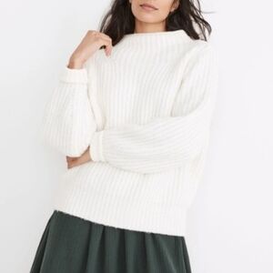 Madewell Loretto Mockneck Pullover Cream Long Sleeve Sweater
